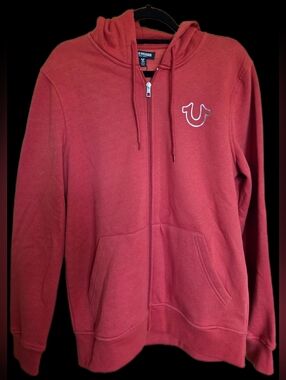 💛 56. True Religion Men's Size M Orange Zippered Sweater